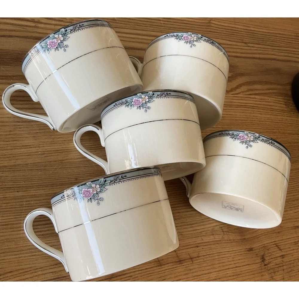 MIKASA Cup Regal Rose Fine Ivory L2251 Japan Coffee Tea Flowers Lot Of 5